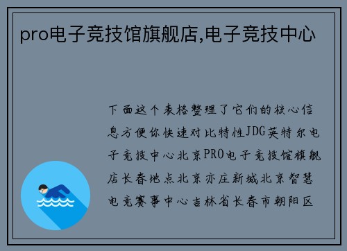 pro电子竞技馆旗舰店,电子竞技中心